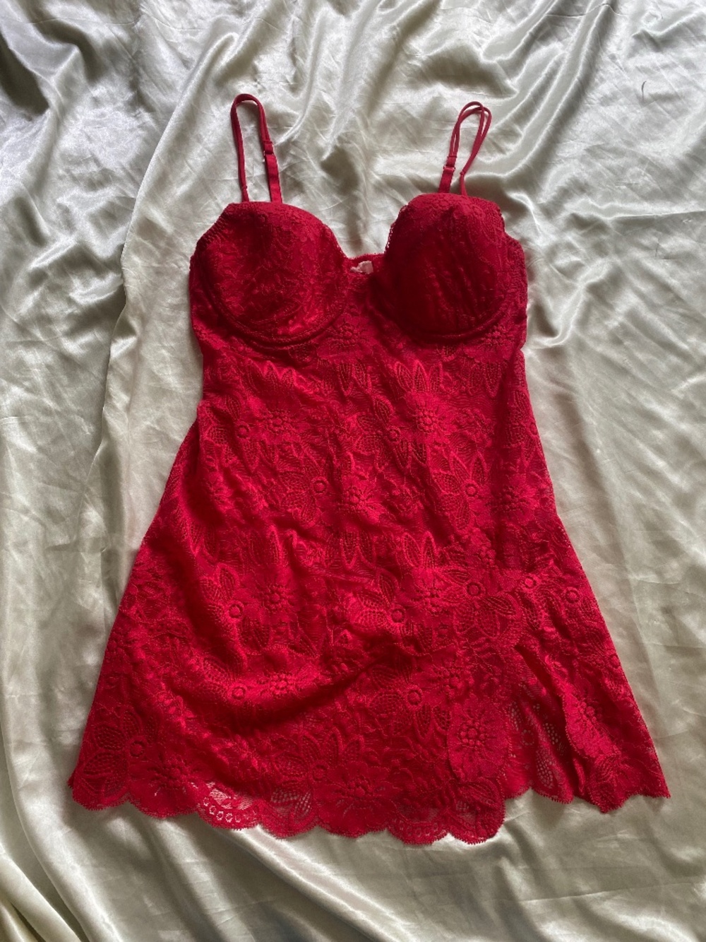 Vintage y2k Victoria's Secret Red Lace Babydoll Camisole 36C